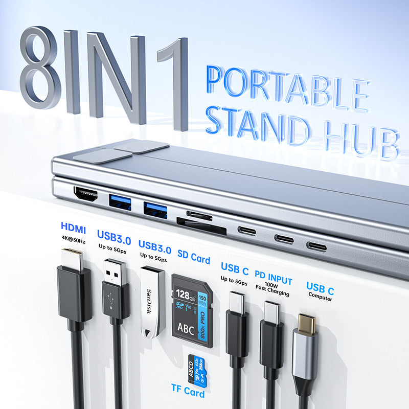 8-In-1 Docking Station Laptop Stand with USB Hub