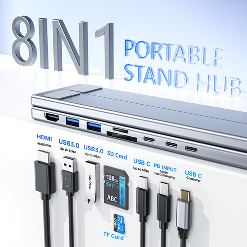 8-In-1 Docking Station Laptop Stand with USB Hub