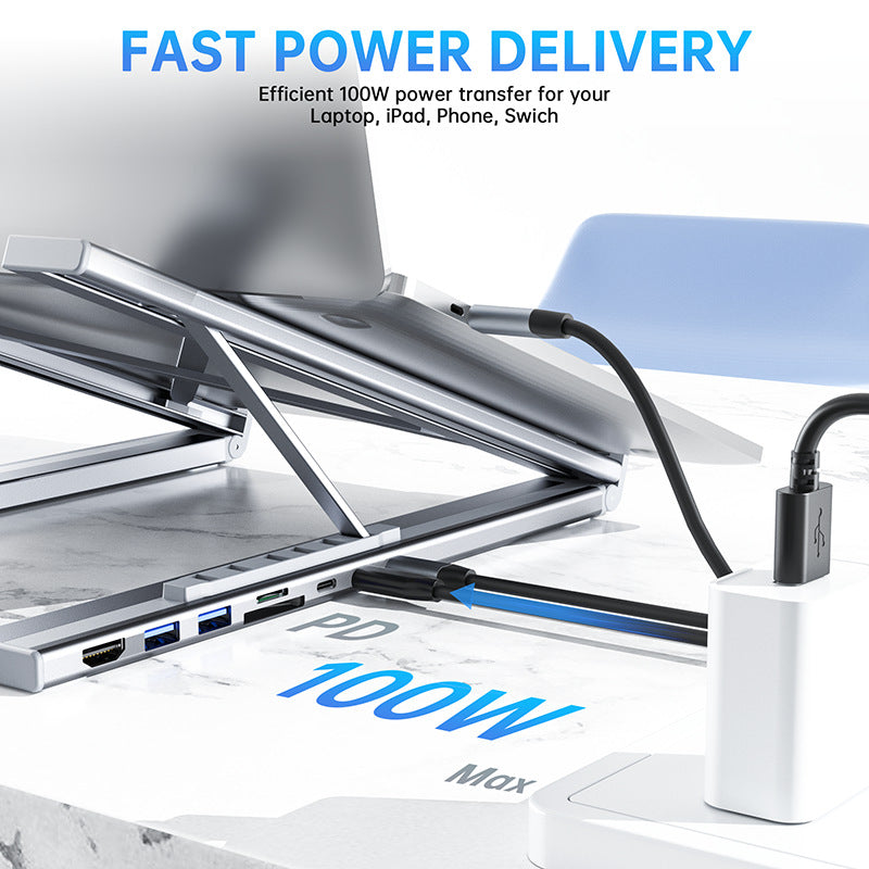 8-In-1 Docking Station Laptop Stand with USB Hub
