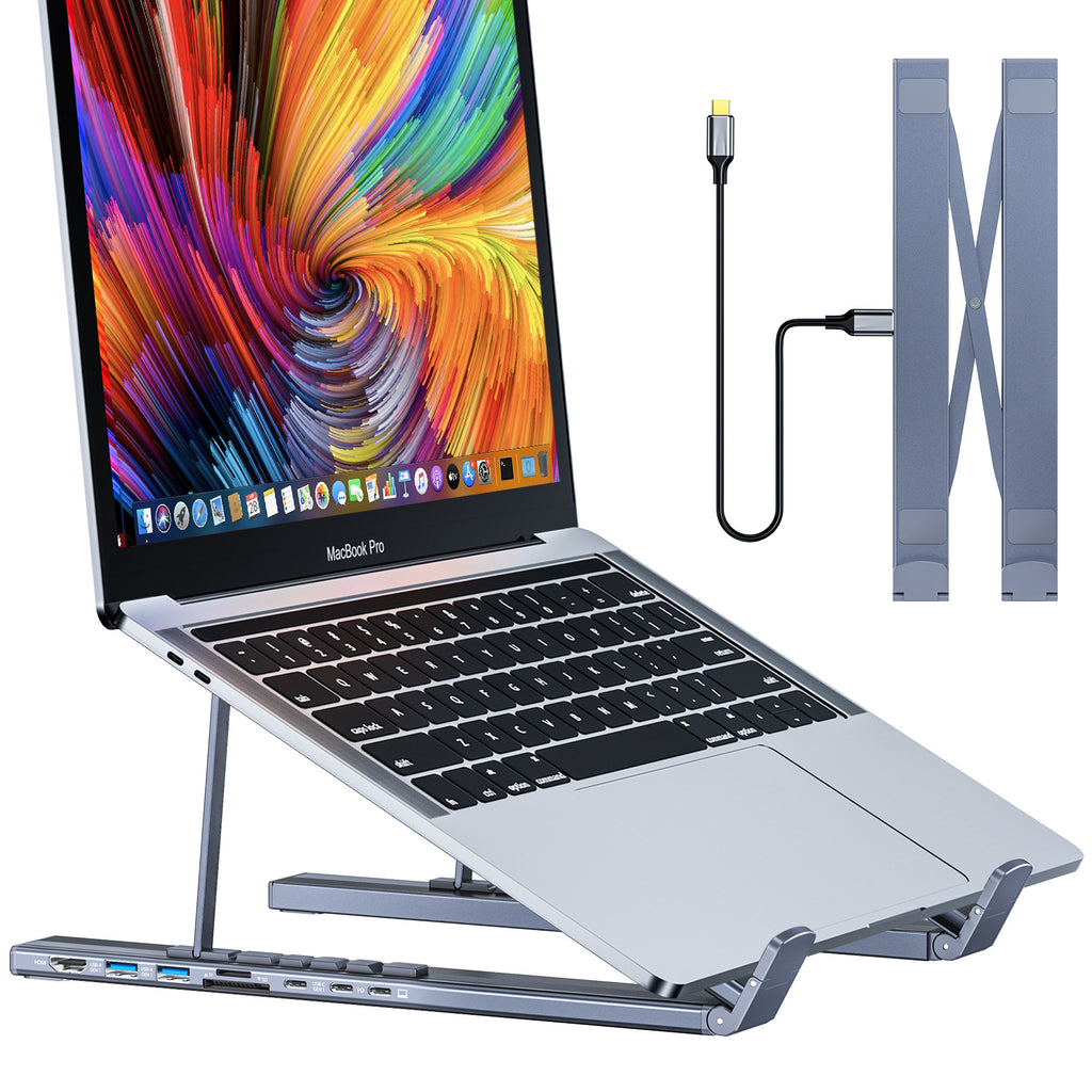 8-In-1 Docking Station Laptop Stand with USB Hub