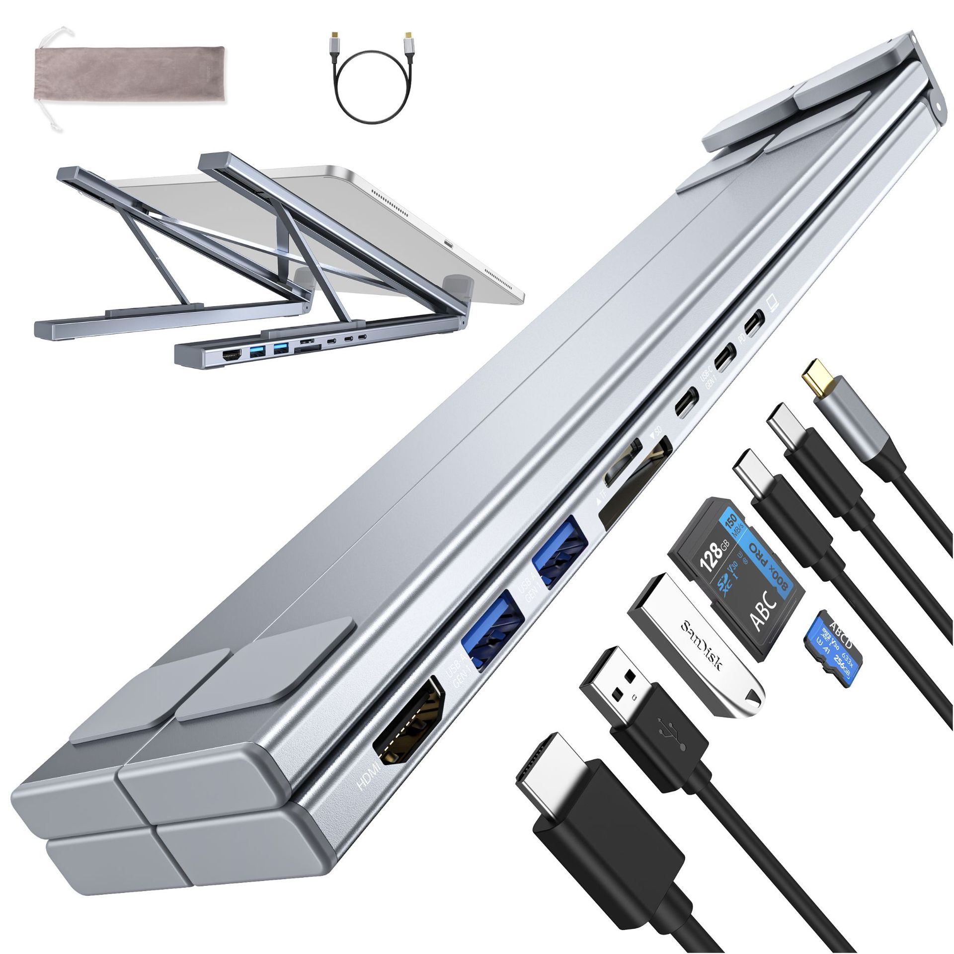 8-In-1 Docking Station Laptop Stand with USB Hub