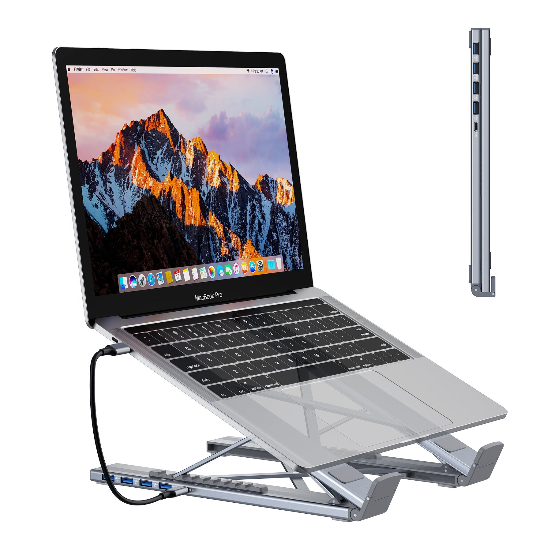 8-In-1 Docking Station Laptop Stand with USB Hub